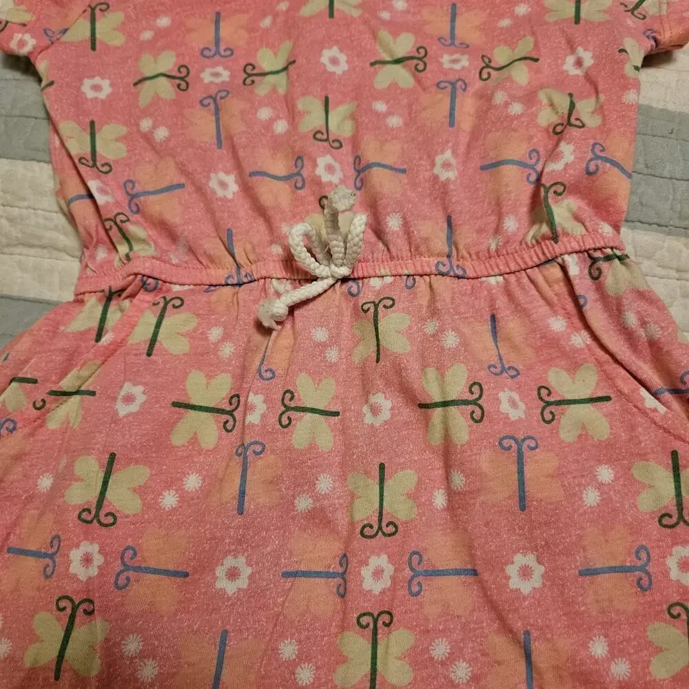 Bobbie Brooks Girls Dress Size S 6/6X Pink With Butterflies And Flowers LNC